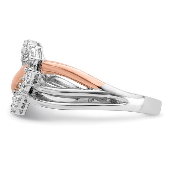 925 Sterling Silver and Vermeil Polished CZ Heart Ring - Picture 4 of 6